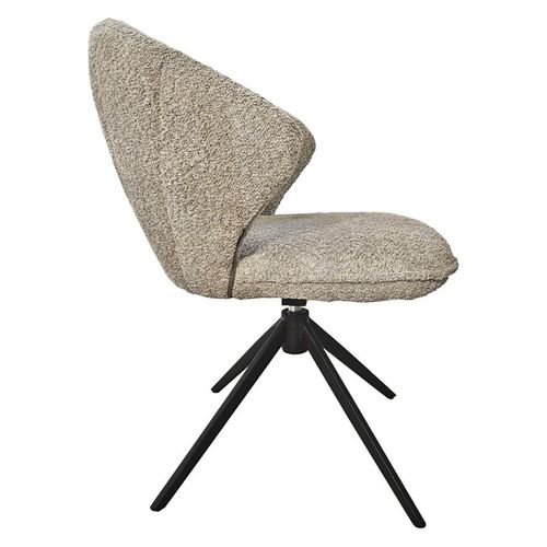 Lot 2 Chaises Coquillage Rotatives 180° Tissu Bouclette Taupe - Tissaia