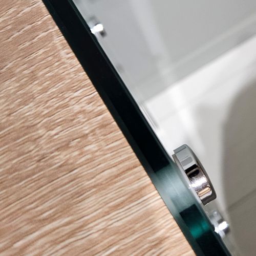 Console L. 110 Cm En Verre Trempé Et Étagères Effet Chêne Clair - Ice