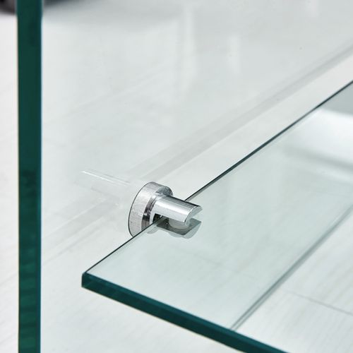 Table Basse Carrée 80 X 80 Cm Avec Étagère En Verre Trempé - Ice