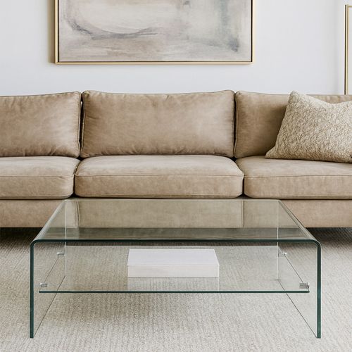 Table Basse Carrée 80 X 80 Cm Avec Étagère En Verre Trempé - Ice