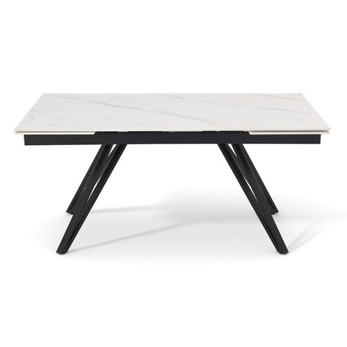 Table Extensible 160 à 240 Cm Céramique Blanc Marbré Pieds En V - Nevada 10