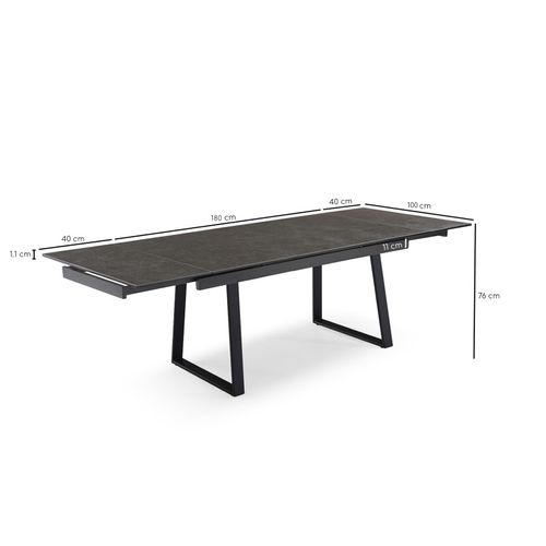 Table Extensible 180 à 260 Cm Céramique Gris Anthracite Pieds Luge - Utah 02
