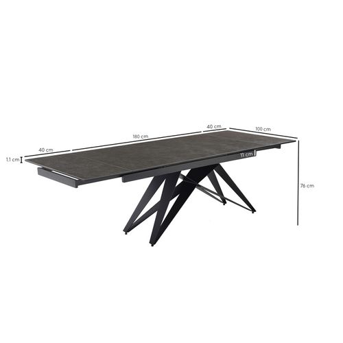 Table Extensible 180 à 260 Cm Céramique Gris Anthracite Pied Géométrique - Utah 03