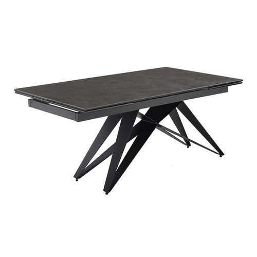 Table Extensible 180 à 260 Cm Céramique Gris Anthracite Pied Géométrique - Utah 03
