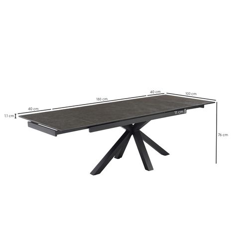 Table Extensible 180 à 260 Cm Céramique Gris Anthracite Pied Croix - Utah 04