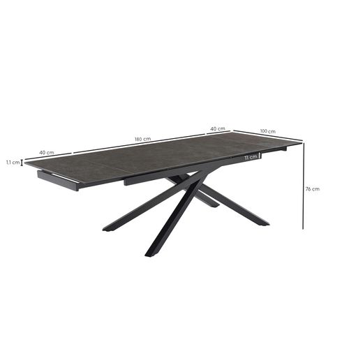 Table Extensible 180 à 260 Cm Céramique Gris Anthracite Pied Torsadé - Utah 05