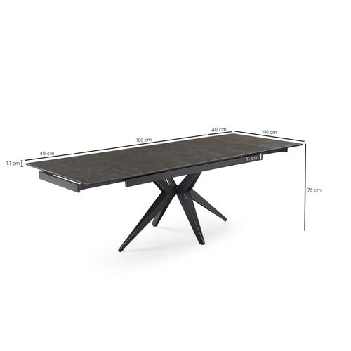 Table Extensible 180 à 260 Cm Céramique Gris Anthracite Pied Étoile - Utah 06