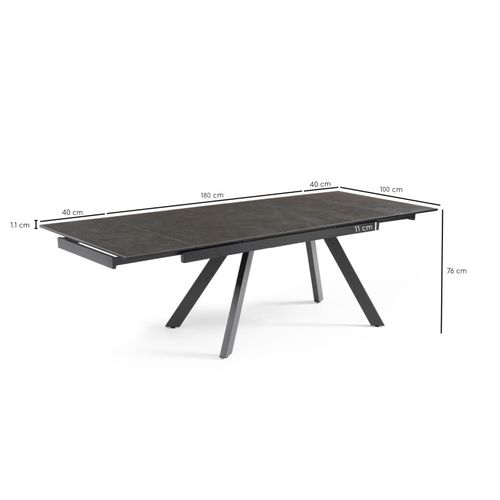 Table Extensible 180 à 260 Cm Céramique Gris Anthracite Pieds Inclinés - Utah 08