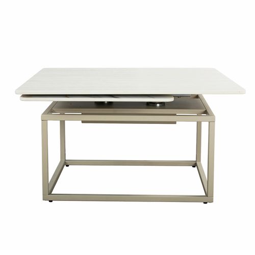 Table Basse Rotative 2 Plateaux En Céramique Et Pied Beige – Thyla