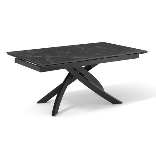 Table Extensible 180 à 260 Cm Céramique Noir Marbré Pied Entrecroisé - Indiana 11