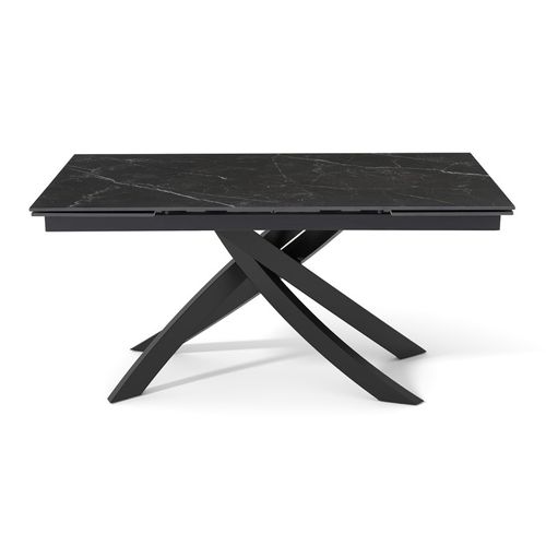 Table Extensible 160 à 240 Cm Céramique Noir Marbré Pied Entrecroisé - Indiana 11