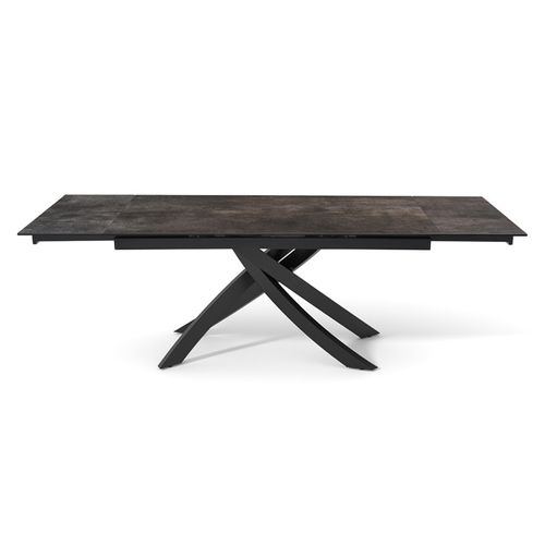 Table Extensible 160 à 240 Cm Céramique Gris Vieilli Pied Entrecroisé - Maine 11