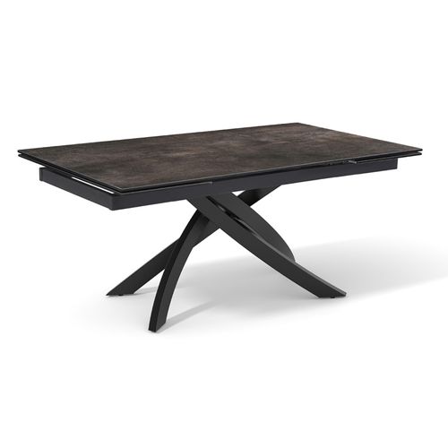 Table Extensible 160 à 240 Cm Céramique Gris Vieilli Pied Entrecroisé - Maine 11