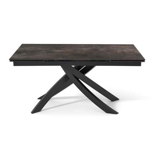 Table Extensible 160 à 240 Cm Céramique Gris Vieilli Pied Entrecroisé - Maine 11