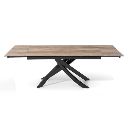 Table Extensible 160 à 240 Cm Céramique Effet Bois Pied Entrecroisé - Texas 11