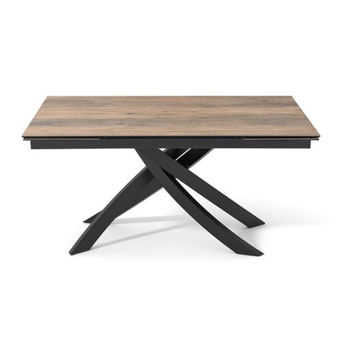 Table Extensible 160 à 240 Cm Céramique Effet Bois Pied Entrecroisé - Texas 11