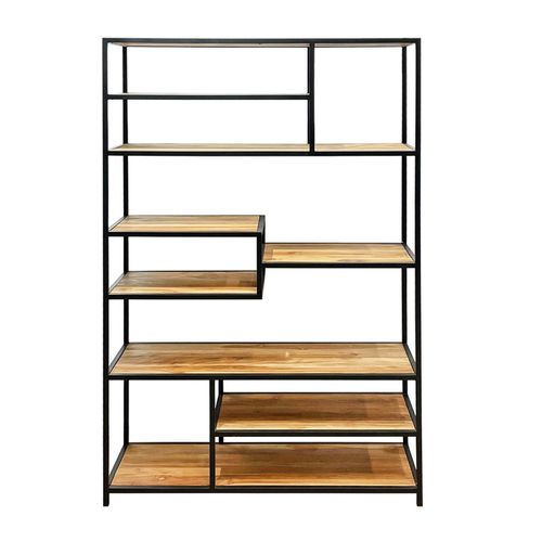 Bibliothèque H. 180 Cm 9 Étages En Bois De Teck Et Métal – Colson