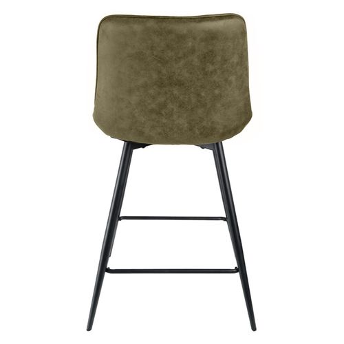 Lot 2 Chaises De Bar En Tissu Vert Avec Pieds En Métal - Manhattan 2