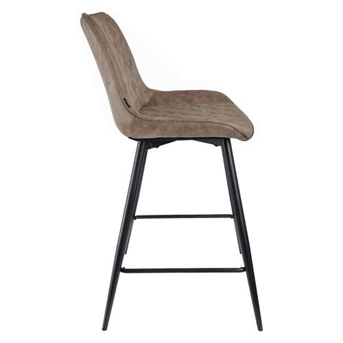 Lot 2 Chaises De Bar En Tissu Taupe Avec Pieds En Métal - Manhattan 2