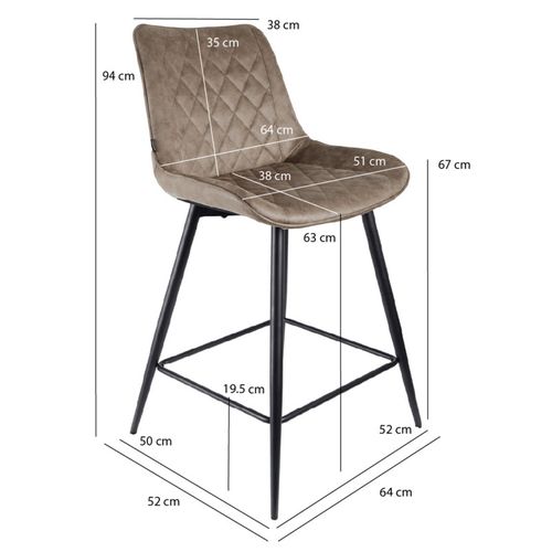 Lot 2 Chaises De Bar En Tissu Taupe Avec Pieds En Métal - Manhattan 2