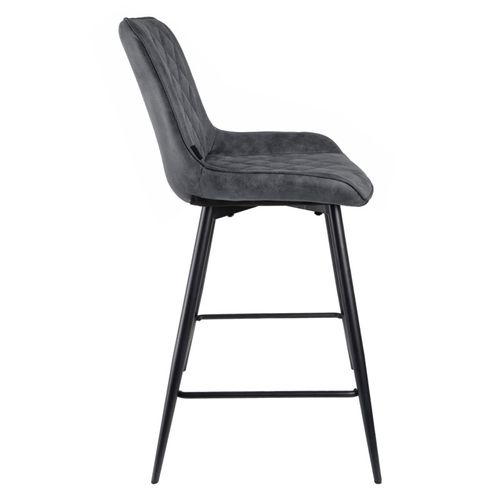 Lot 2 Chaises De Bar En Tissu Gris Avec Pieds En Métal - Manhattan 2