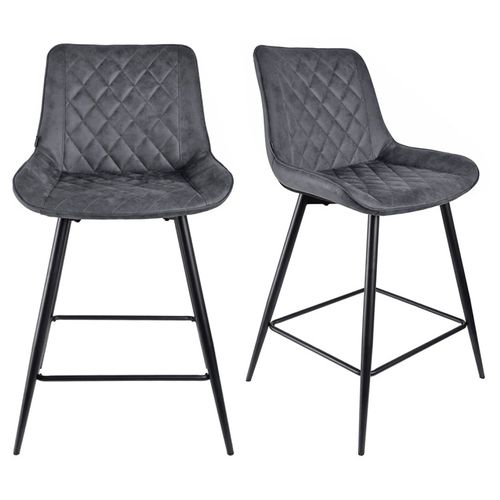 Lot 2 Chaises De Bar En Tissu Gris Avec Pieds En Métal - Manhattan 2