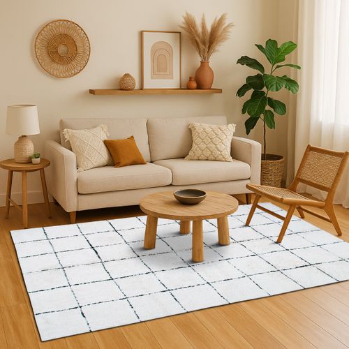 Tapis Salon Lavable Berbère En Coton Beige 80x200 - Style Bohème