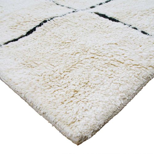 Tapis Salon Lavable Berbère En Coton Blanc Écru 120x180 - Style Bohème