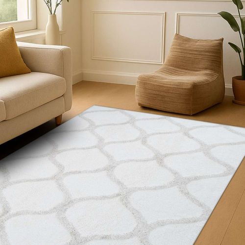 Tapis Salon Lavable Berbère En Coton Beige 120x180 - Style Bohème