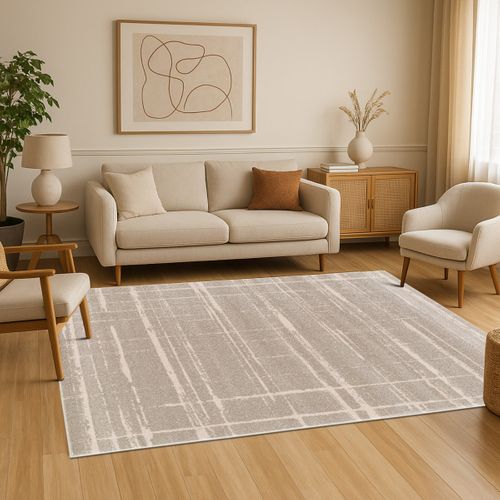 Tapis Salon Moderne Abstrait Gris Beige 120x170