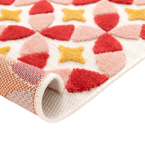 Tapis Salon Enfant à Reliefs Moderne Rouge Jaune 120x170