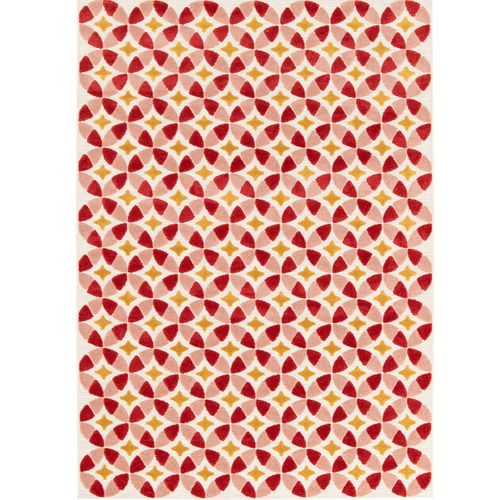 Tapis Salon Enfant à Reliefs Moderne Rouge Jaune 120x170