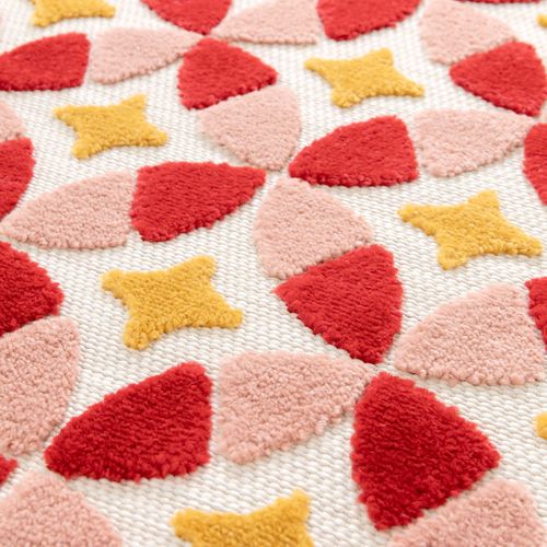 Tapis Salon Enfant à Reliefs Moderne Rouge Jaune 120x170