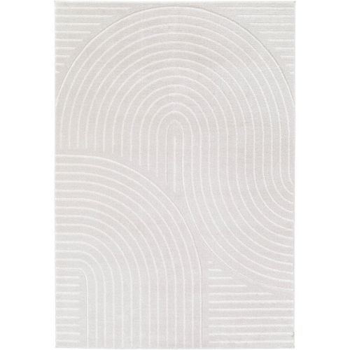 Tapis Salon Doux à Relief Abstrait Géométrique Blanc 120x170
