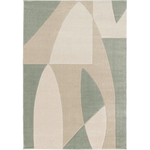 Tapis Salon Doux à Relief Abstrait Géométrique Beige 120x170