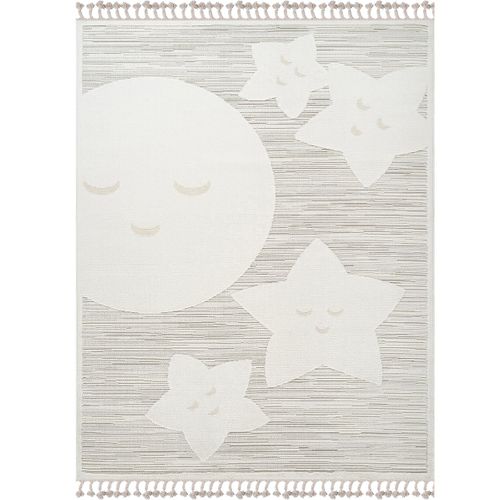 Tapis Salon Enfant Doux Motif Étoiles Blanc 120x180