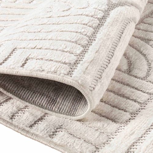 Tapis Salon à Relief Géométriques Écru 120x180