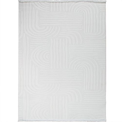 Tapis Salon Moderne Crème à Motifs Géométriques 120x180