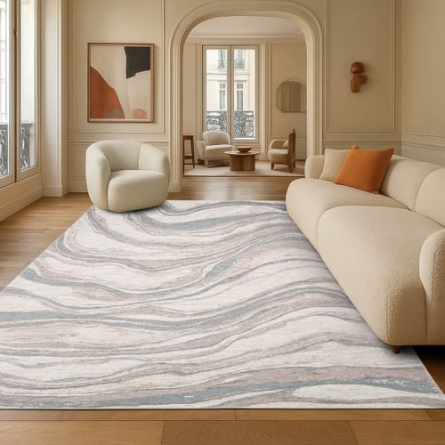 Tapis Salon Moderne Tissé Plat Gris Multicolore 120x170