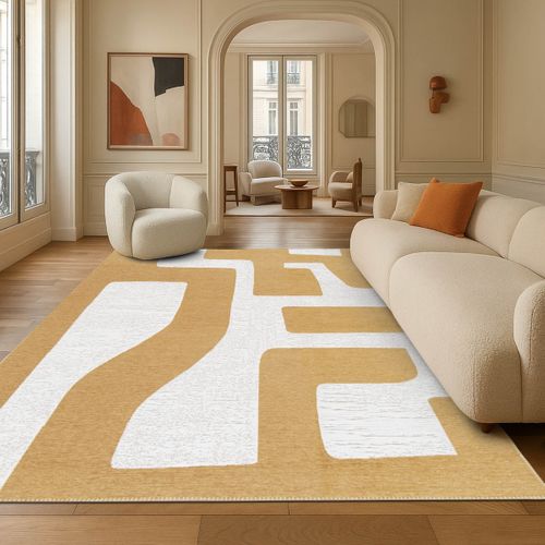 Tapis Salon Moderne Tissé Plat Gobelin Beige 120x170