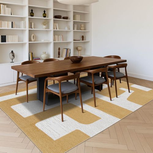 Tapis Salon Moderne Tissé Plat Gobelin Beige 120x170