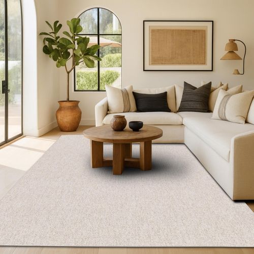 Tapis Salon Tufté Texturé Effet Bouclé Beige 120x170