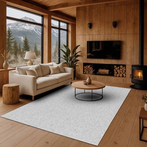 Tapis Salon Tufté Texturé Effet Bouclé Gris 120x170