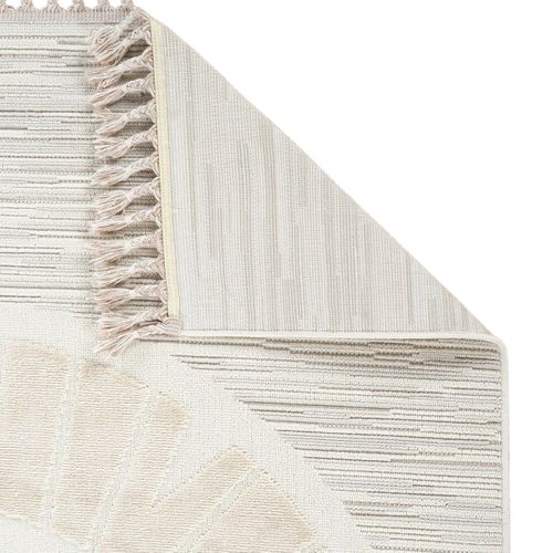 Tapis Salon Rond Enfant Doux Texturé Lion Blanc 130x130