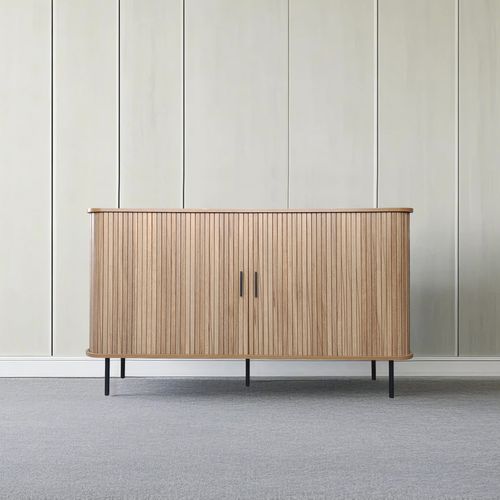 Semarang - Buffet En Bois Cannelé à Portes Coulissantes 140cm