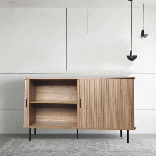 Semarang - Buffet En Bois Cannelé à Portes Coulissantes 140cm