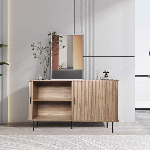 Semarang - Buffet En Bois Cannelé à Portes Coulissantes 140cm