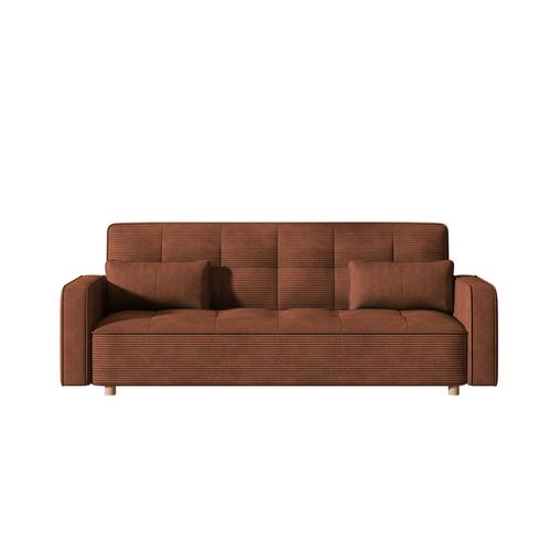 Copenhague - Canapé Convertible 3 Places En Velours Côtelé Terracotta