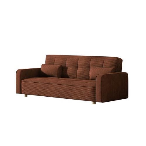 Copenhague - Canapé Convertible 3 Places En Velours Côtelé Terracotta