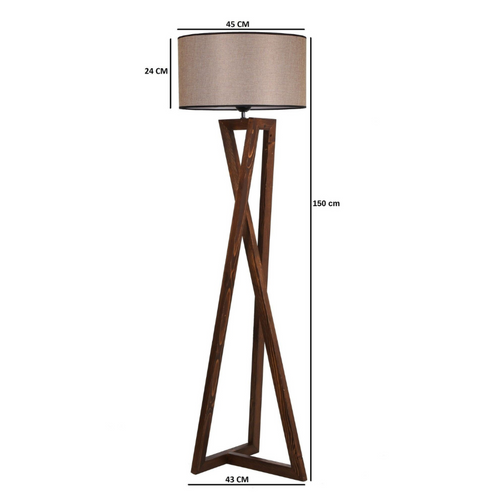 Chloe - Lampadaire Design Bois Et Tissu